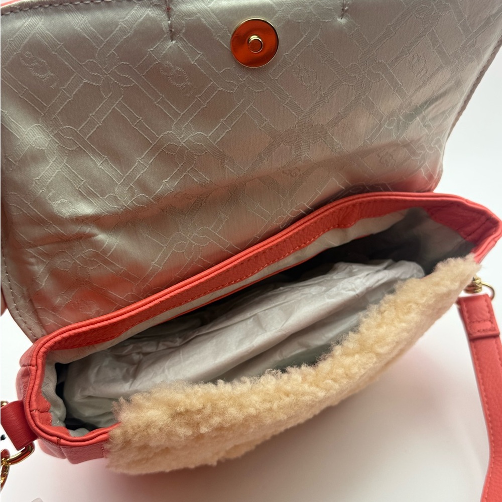 Brand New UGG Shearling Dalton Crossbody Sheepskin Bag – Coral / Cream - Picture 7 of 7